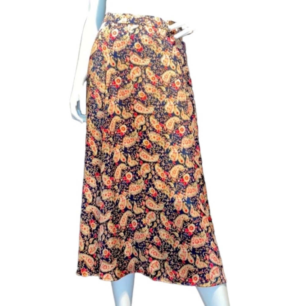 NWOT I Love H81 Satin Paisley Print MIDI Skirt, Small